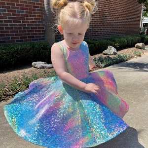 Girls Swift Sparkly Twirly Dress, Birthday Gift, Gift for girls, Spin Dress, Rainbow Dress, Pink, Lavender, Purple, Princess Party Dress