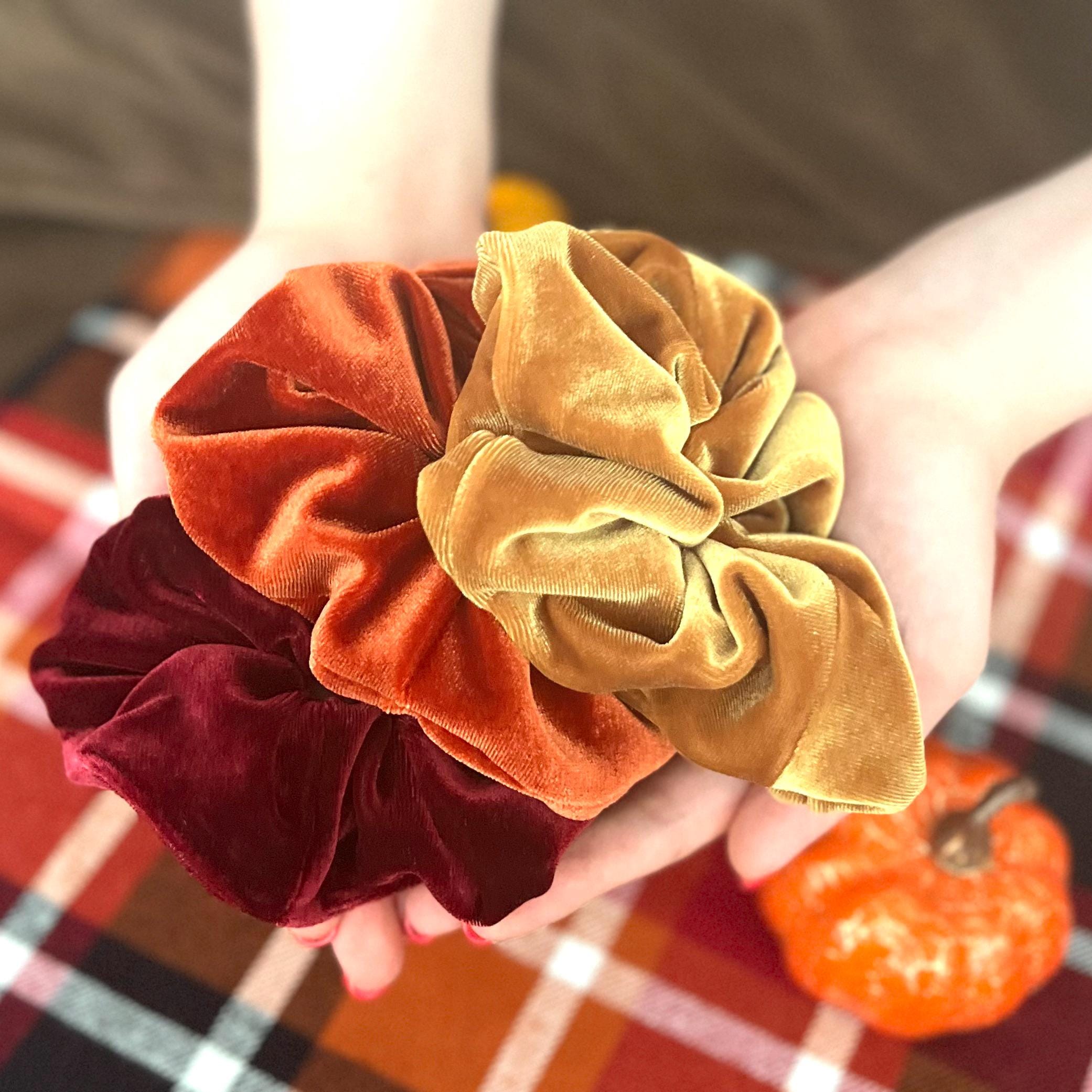 Large Velvet Scrunchies 12 Pcs for Thick Long Hair Women Girls Hair Ties Red Amelia Beauty |8, Red, Velvet Scrunchies – Amelia Beauty  main image 2