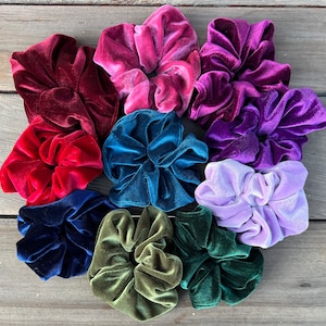 Velvet Scrunchies and Bows matching scrunchies luxurious velvet scrunchy accessory for hair gift for girls stocking stuffer Christmas Gift
