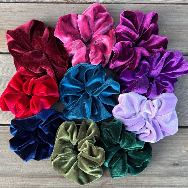 Velvet Scrunchies and Bows, Matching Scrunchies, matching velvet hair bow, luxe velvet hair tie, large scrunchy, made by Fi and Me