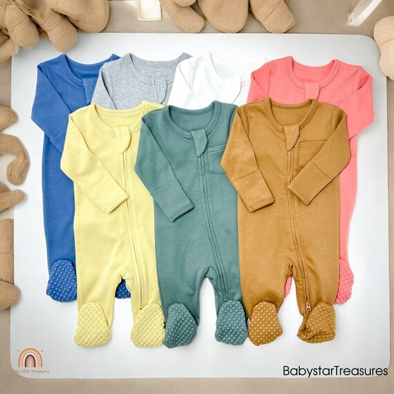 Wholesale Toddler 100 Organic Cotton Pajamas Long Sleeve Zipper Baby Footed Pajamas Infant Romper Soft Cozy Sleepwear Etsy UK