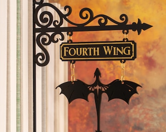 Fourth Wing Book Tavern Signs, Handcrafted Bookshelf Dividers, Bookshelf Decor, Home Library Decor, Book Gift, Library Organizers