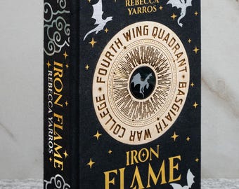 Iron Flame Rebound Book: Laser Engraved Onyx Gemstone, Maple Hardwood