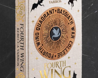 Fourth Wing Rebound Book: Laser Engraved Onyx Gemstone, Mahogany Hardwood
