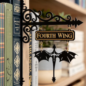 ACOTAR Bookshelf Tavern Sign | A Court of Thorns and Roses Book Nook Decor | Night Court Wings and Star | Sarah J Maas Fan Gift image 13