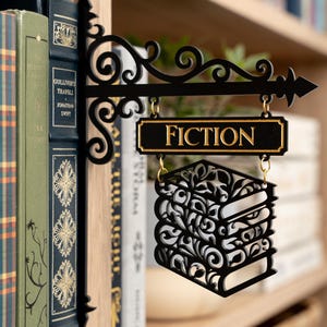 Book Tavern Signs, Handcrafted Bookshelf Dividers, Bookshelf Decor, Home Library Decor, Book Gift, Library Organizers image 14