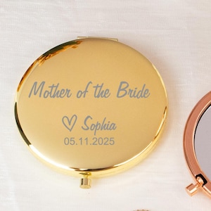 Mother of the Bride Gift, Mother of Groom Gift, Personalized Compact Mirror, Gift for Mom From Daughter, Wedding Gift, Custom Pocket Mirror