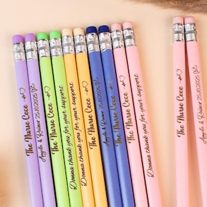 Custom Pastel Pencils, Personalized Neon Engraved Pencils, Teacher Gift, Stocking Stuffer, Christmas Gifts, Office Supplies, Gift for Her