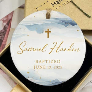 Baby Baptism Ornament, Personalized Porcelain Ornament, Christening Gift for Girls, Baptism Gift for Boy, Custom Christening Gift, Baby Gift