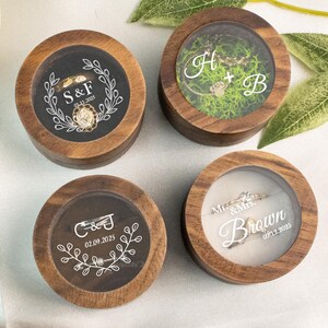 Personalized Wooden Wedding Ring Box, Engagement Ring Box, Gifts for Couple, Proposal Ring Bearer, Custom Ring Holder, Bridesmaid Gifts