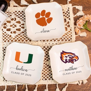 University Custom Trinket Ring Dish, Graduation Gift for Her, Custom University Logo, Personalized Graduation Jewelry Dish, Class of 2025