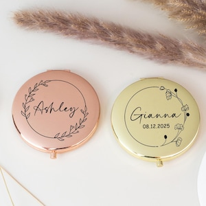 Compact Mirror, Personalized Gifts for Bridesmaid Proposal, Birthday Gift for Friend, Custom Gift for Women, Birth Flower Pocket Mirror