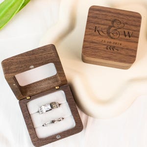 Personalized Engagement Ring Box, Engraved Wooden Ring Box, Wood Ring Box For Wedding Ceremony, Anniversary Gift, Proposal Ring Bearer Box