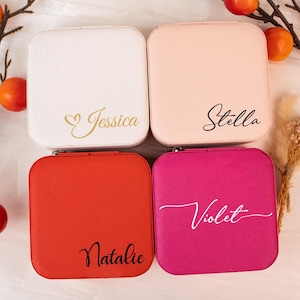 Personalized Jewelry Box with Name, Custom Bridesmaid Jewelry Box, Wedding Gift, Bridal Party Jewelry Box, Leather Jewelry Case,Gift for Her