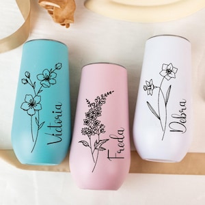 Personalized Champagne Tumbler, Bridesmaid Proposal Gift, Bachelorette Stainless Flute Wine Glass Party, Bridesmaid Gifts for Her, Birthday