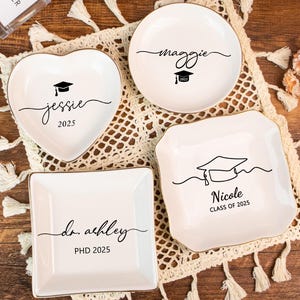 Graduation Jewelry Dish For Her, Personalized Graduation Gifts, Custom University Trinket Ring Dish, Class of 2025 College Graduation, PHD