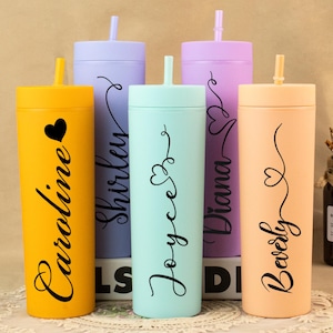 Personalized Tumbler With Straw, Bridesmaid Gifts, Bachelorette Party, Bridesmaid Proposal, Girl&#39;s Trip Tumbler, Custom Skinny Tumbler