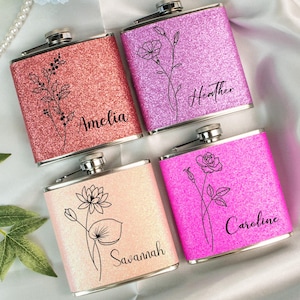 Personalized Bridal Flasks, Bridesmaid Gifts, Flask for Bridal Custom Flask, Hip Flask, Gifts for Wedding Party, Gift for Her Birthday