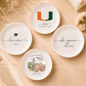 Graduation Gift for Her, Personalized Jewelry Dish, Custom Ring Dish, Class of 2026 Graduate Keepsake, College Graduation Gift