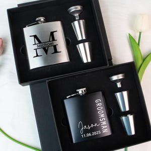 Custom Groomsmen Flask, Engraved Flask, Flask Personalized, Flasks From Men, Gift for Him, Groomsmen Gift, Wedding Gift, Wedding Party Flask