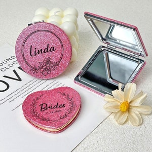 Compact Mirror, Gifts for Bridesmaid Proposal, Best Friend&#39;s Birthday Gift, Custom Gift for Her, Flower Pocket Mirror Christmas Gift