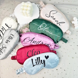Sleep Mask for Women Gift, Satin Eye Mask, Sleepover Party, Slumber Party, Spa Party, Personalized Sleep Eye Mask Set, Bridesmaid Gift