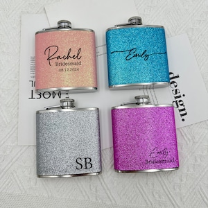 Engraved Flask for Women, Personalized Flask for Women, Bridesmaid Flask, Custom Flower Flask, Personalized Women&#39;s Flask, Gift for Her