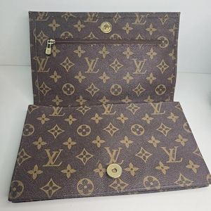 Louis Vuitton Brown Tri-Fold Wallet Card Slots Zipper Logo Metal