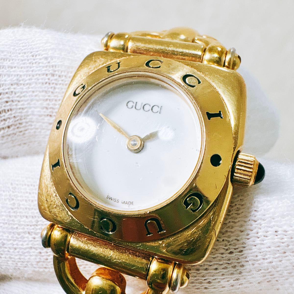 ヴィンテージ GUCCI ホースビット 6400L ホワイトダイヤル ゴールド