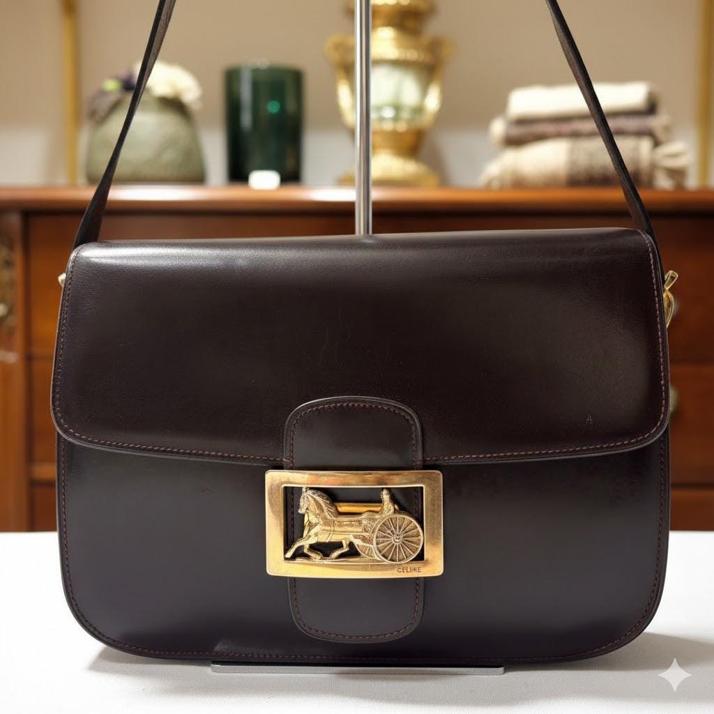 CELINE セリーヌ トートバッグショルダーバッグ ヴィンテージ 扇型