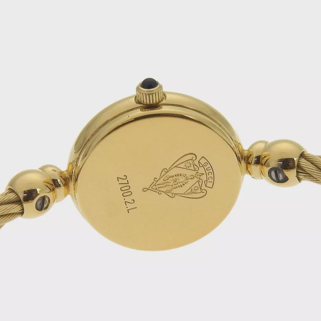Vintage GUCCI 2700 2.L Black Dial Gold Qz Womens Watch Comes