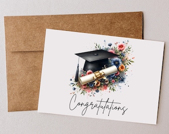 Graduation Congratulations Printable Greeting Card PNG File Digital Download Gift for Graduate Senior High School College Congrats Gift Card