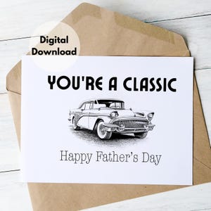 Oldtimer Happy Father's Day Afdrukbare wenskaart Instant digitale pdf-bestand downloaden Dad Appreciation Gift Card Holder Funny Daddy Card Gift