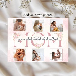 Cartão de felicitações com colagem de fotos de feliz dia das mães, personalize com imagens para agradecimento à mamãe ou porta-cartão de presente de aniversário, arquivo PNG