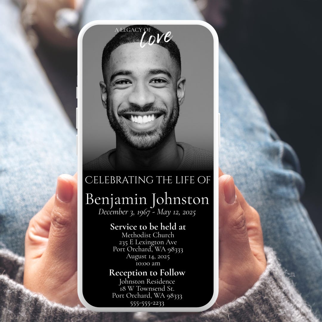 Digital Funeral Invitation Editable Canva Template Celebration of Life ...