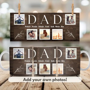 Papa Foto Collage Mug Wrap Geschenkidee für Vatertag oder Geburtstag Sublimationsdruck Kaffeetasse Design PNG Digitale Datei Download Vorlage
