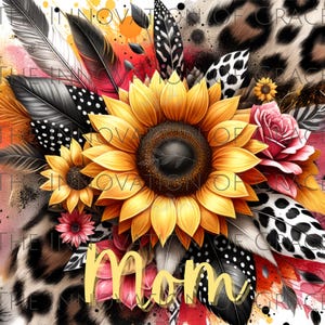 Mom Tumbler Wrap Design Sublimation Printing Instant Digital Download PNG 300 DPI File Girly Pattern Cute Preppy with Flowers Cheetah Print