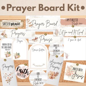Boho gebedsbord kit voor familie afdrukbare meisjes gebedskaartsjabloon cadeau-idee voor haar Boho-thema bijbelstudie schrift citaat uitsparingen