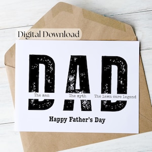 Cartão de presente engraçado para o dia dos pais, cartão de agradecimento para o pai, papai, eu te amo, cartão engraçado para impressão e download para o dia dos pais