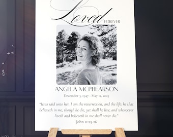 Funeral Sign Funeral Sign Photo Collage Memorial Service Canva Editable Template Celebration of Life Welcome Display Christian Bundle Set