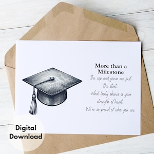 Carte de remise des diplômes Fier de vous à imprimer Carte de voeux pour diplômés de félicitations, Idée cadeau pour un fichier numérique
