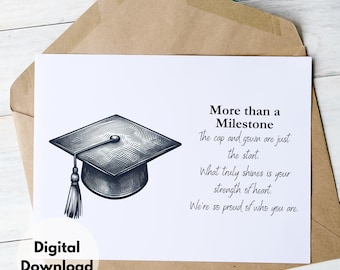 Carte de remise des diplômes Fier de vous à imprimer Carte de voeux pour diplômés de félicitations, Idée cadeau pour un fichier numérique