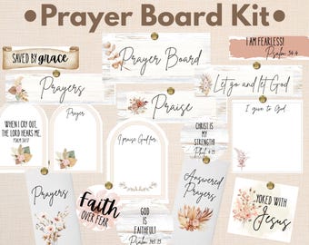 Kit de tablero de oración, tablero de oración, kit de tablero de oración imprimible, kit de tablero de oración con sobres, estética bohemia, descarga digital imprimible