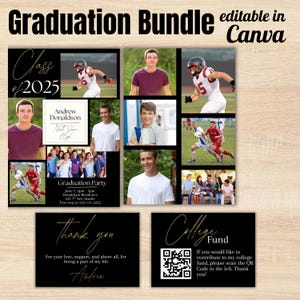 Abitur Abschluss Einladung Ankündigung bearbeitbare Canva Vorlage für ihn anpassbar Sofortiger digitaler PNG Download Grad Bundle