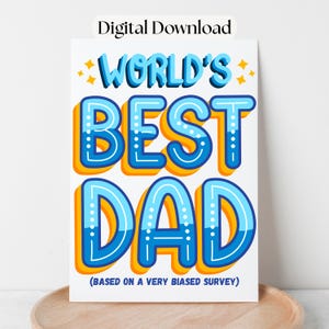 Divertente biglietto d'auguri stampabile per la festa del papà, biglietto di ringraziamento per il papà migliore del mondo, file PNG scaricabile da stampare per la festa del papà