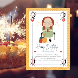 To the Knitter, Birthday Wishes -  Knitting theme, Congrats Card, digital download