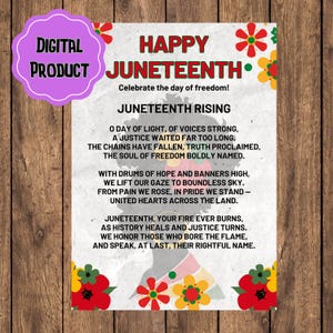 Poème Juneteenth, carte Juneteenth, Happy Juneteenth, téléchargement immédiat