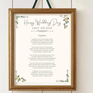 Heartfelted Wedding Poem, Wedding Card, Instant Download, Personalized poem available