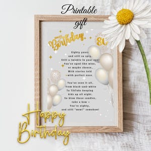 Joyful 80th birthday poem, 80th birthday card