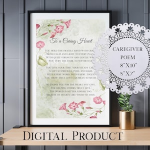 Poesia per chi si prende cura di qualcuno, poster di apprezzamento, regalo di ringraziamento stampabile, download immediato